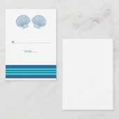 Blue Türkise Nautical Seashells Platzkarten (Vorne/Hinten)