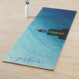 Blue Türkise Ombre Buddha OM Chakra Custom Yogamatte
