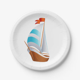 Blue Türkise Sailboat Nautical Beach Wedding Pappteller