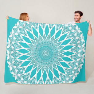 Blue Türkise Tristyns Mandala Fleecedecke
