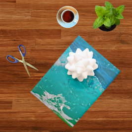 Blue Türkise Waters Watercolor Beach Geschenkpapier Set