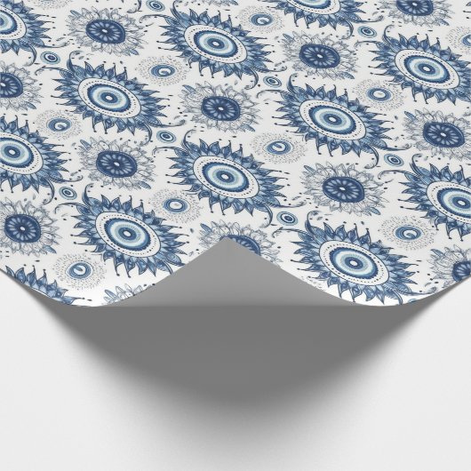 Blue Turkish Eye Pattern Wrapper Geschenkpapier (Ecke)
