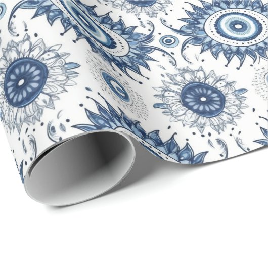 Blue Turkish Eye Pattern Wrapper Geschenkpapier (Rolleneckpunkt)
