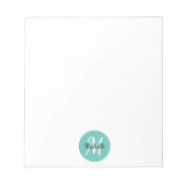 Blue Turqoise Simple Monogram Classic Trendy Notizblock (Vorderseite)