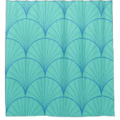 Blue Turqouise Goemetric Seashells Muster Duschvorhang (Vorderseite)