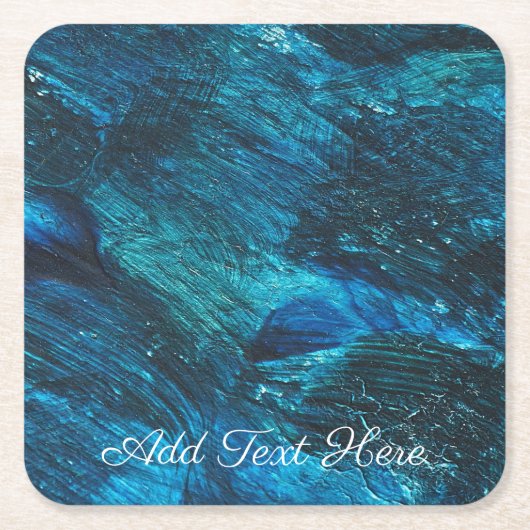 Blue Turqouise Paint Brushstrokes Rechteckiger Pappuntersetzer (Vorderseite)