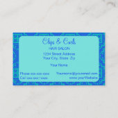 Blue & Turquoise Aqua Arabesque Marokkanischer Gra Visitenkarte (Rückseite)