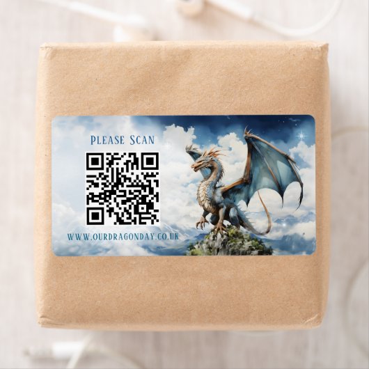 Blue Turquoise Celtic Dragon QR Code Hochzeitsinfo (Insitu)