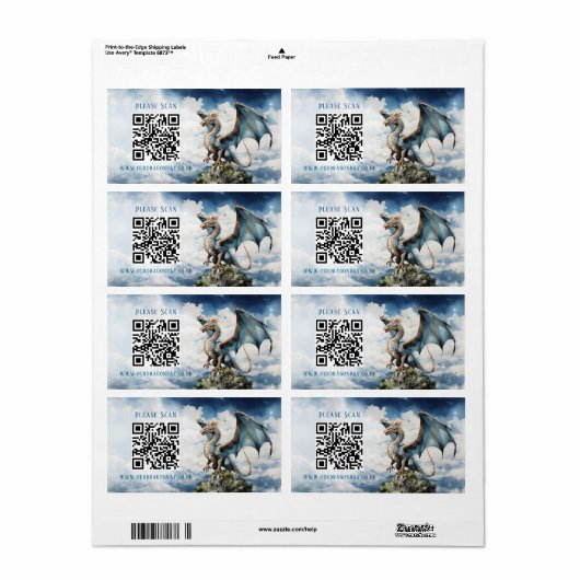 Blue Turquoise Celtic Dragon QR Code Hochzeitsinfo (Vorne)