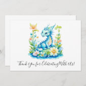 Blue Turquoise Green Dragon Baby Dusche Dankeskarte (Vorne/Hinten)