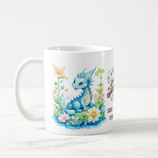 Blue Turquoise Green Dragon Baby Dusche Kaffeetasse (Links)