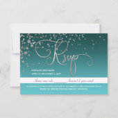 Blue Turquoise Green Quinceanera Spanische RSVP Ka Einladung (Vorderseite)