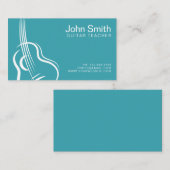 Blue Turquoise Guitar Teacher Business Card Visitenkarte (Vorne/Hinten)