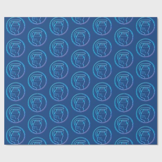 Blue Turquoise Horoscope Zodiac Star Sign Aquarius Geschenkpapier (Flach)