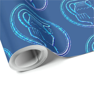 Blue Turquoise Horoscope Zodiac Star Sign Aquarius Geschenkpapier