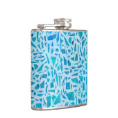 Blue Turquoise Mosaic Glass Til Modern Chic Flachmann (Rechts)
