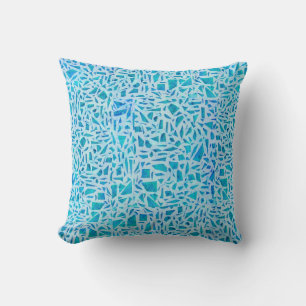 Blue Turquoise Mosaic Glass Til Modern Chic Kissen