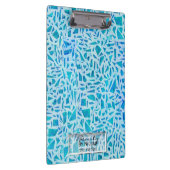 Blue Turquoise Mosaic Glass Til Modern Chic Klemmbrett (Rechts)