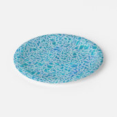 Blue Turquoise Mosaic Glass Til Modern Chic Pappteller (Schrägansicht)