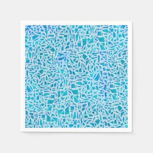 Blue Turquoise Mosaic Glass Til Modern Chic Serviette (Vorderseite)