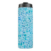 Blue Turquoise Mosaic Glass Til Modern Chic Thermosbecher (Vorderseite)