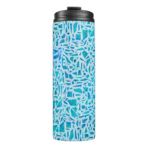 Blue Turquoise Mosaic Glass Til Modern Chic Thermosbecher