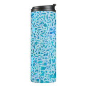 Blue Turquoise Mosaic Glass Til Modern Chic Thermosbecher (Nach links gedreht)