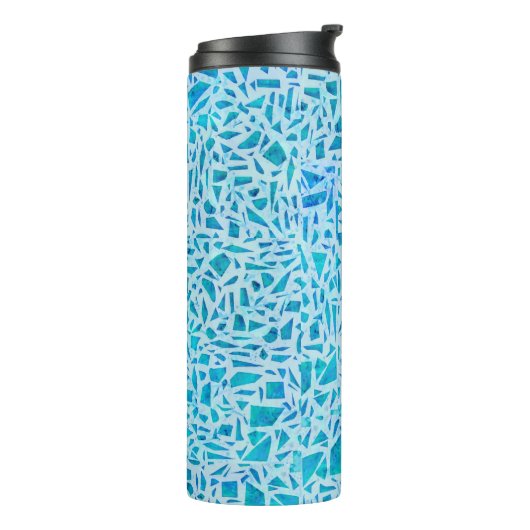 Blue Turquoise Mosaic Glass Til Modern Chic Thermosbecher (Nach links gedreht)