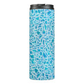 Blue Turquoise Mosaic Glass Til Modern Chic Thermosbecher (Rückseite)