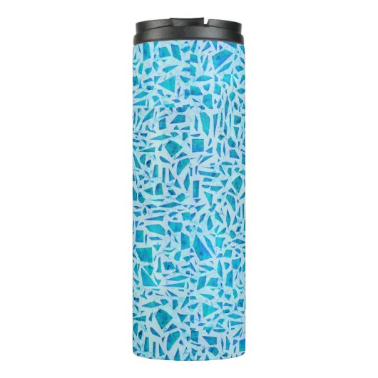 Blue Turquoise Mosaic Glass Til Modern Chic Thermosbecher (Rückseite)
