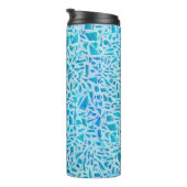Blue Turquoise Mosaic Glass Til Modern Chic Thermosbecher (Nach rechts gedreht)