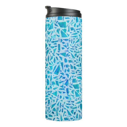 Blue Turquoise Mosaic Glass Til Modern Chic Thermosbecher (Nach rechts gedreht)