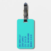 Blue Turquoise Multilingual Danke Word Collage Gepäckanhänger (Rückseite vertikal)