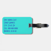 Blue Turquoise Multilingual Danke Word Collage Gepäckanhänger (Rückseite horizontal)