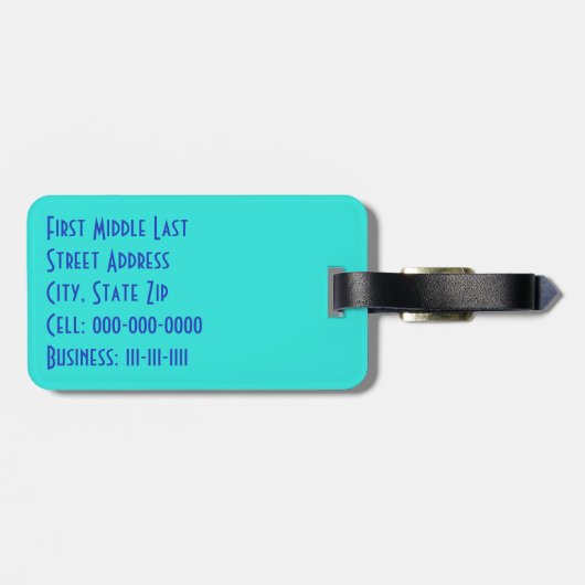 Blue Turquoise Multilingual Danke Word Collage Gepäckanhänger (Rückseite horizontal)