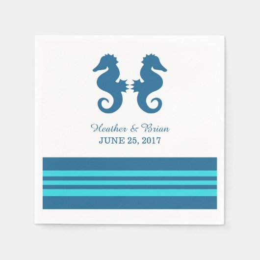 Blue Turquoise Nautic Seepferd Paper Napkins Serviette (Vorderseite)