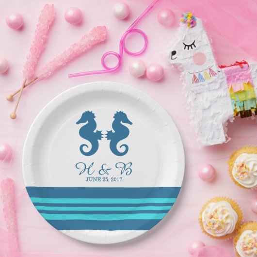 Blue Turquoise Nautic Seepferd Paper Teller (Party)