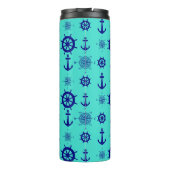 Blue Turquoise Nautical Coastal Boating Thermosbecher (Rückseite)