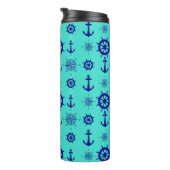 Blue Turquoise Nautical Coastal Boating Thermosbecher (Nach rechts gedreht)