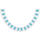 Blue & Turquoise Summer Popsicle Happy Birthday Wimpelkette (Alle)