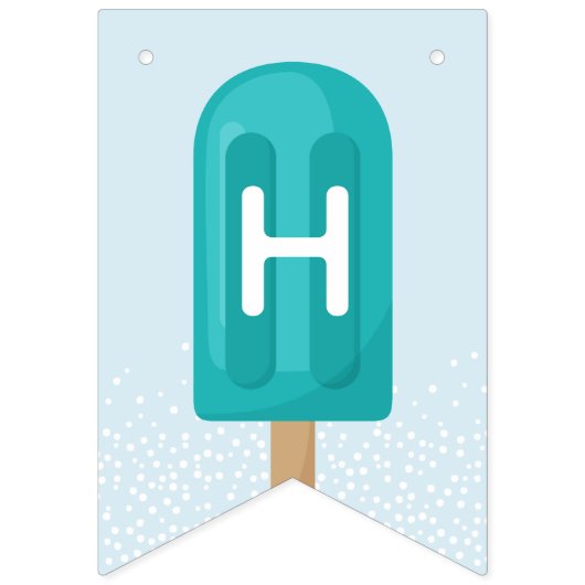 Blue & Turquoise Summer Popsicle Happy Birthday Wimpelkette (Zweite Fahne)