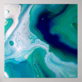 Blue Turquoise Swirls Marble Abstract Art Poster (Vorne)