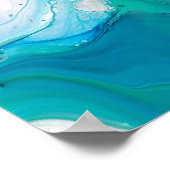 Blue Turquoise Swirls Marble Abstract Art Poster (Ecke)