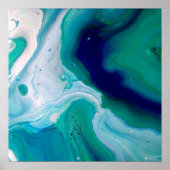 Blue Turquoise Swirls Marble Abstract Art Poster (Vorne)
