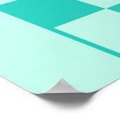 Blue Turquoise Undated Checked März Calendar Poster (Ecke)