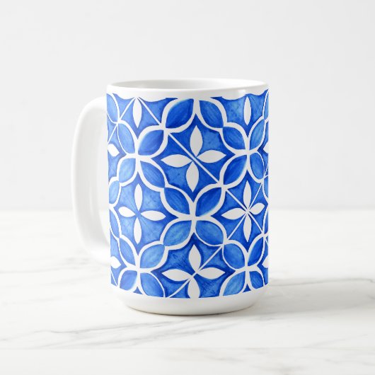 Blue Tuscan Tile Style Tasse (Vorderseite Links)