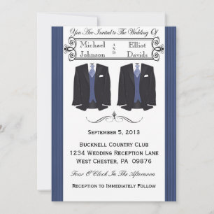 Blue Tuxedo Gay Wedding Einladungen