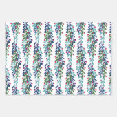 Blue Twigs & Pink Berries Weihnachtsmuster Geschenkpapier Set (Vorderseite 3)