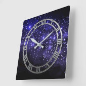 Blue Twilight Square Wall Clock Quadratische Wanduhr (Winkel)