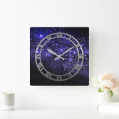 Blue Twilight Square Wall Clock Quadratische Wanduhr (Zuhause)